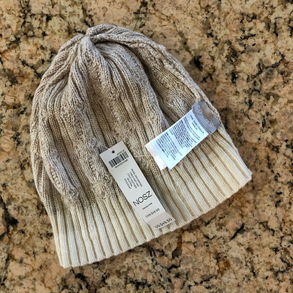 NWT CHICO’S PEARL & RHINESTONE Cable Knit Beanie Hat Cashmere Ombré skullcap - Picture 5 of 5